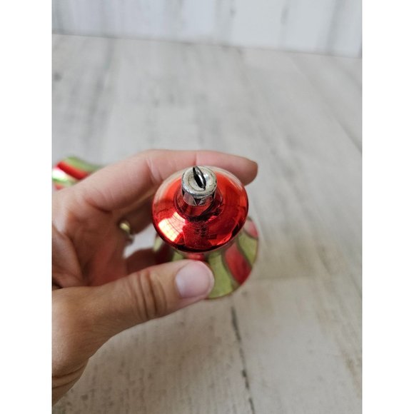 Vintage Bell striped red green ornament Xmas set - Picture 10 of 12